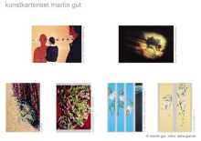 A set of artistic postcards based on projects by Martin Gut.